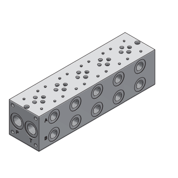 EA06-12-38-05 Hydraulic block, connection plate 5 sections NG06, A, B G3/8", P, T G1/2"