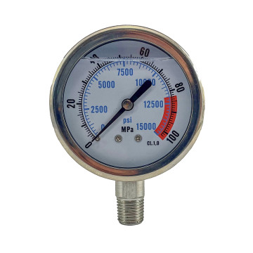 MGN63R1000 pressure indicator, manometer 0-1000 bar with bottom outlet G1/4" BSP, 63 mm