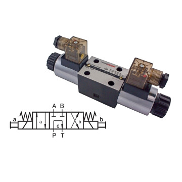 FW-02-3C6-D12 hydraulic spool valve with relief from P to T, 315 bar, 12 V DC, NG6