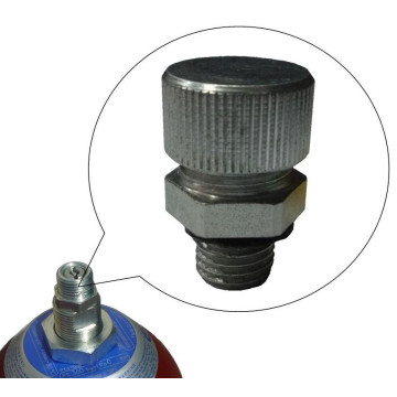 V2072-CP filling valve with EPOLL accumulator, thread GAS 5/8" UNF - accumulator M12x1.5