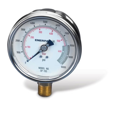 GP10S Glycerine pressure gauge with range 0-700 bar, ENERPAC, 100 mm, G1/2" NPT