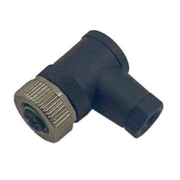 Angled connector with thread M12x1, number of pins 5, shielded, plastic for cable diameter 4-6 mm