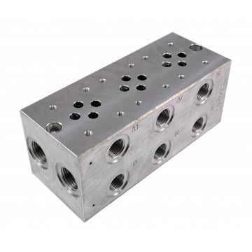 DR2-06/90AL aluminum connection cube, 9x sections, NG06, A,B G3/8", P,T G1/2"