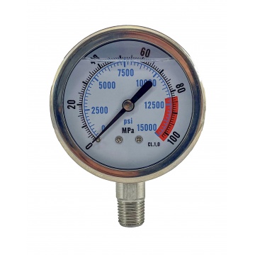 MGN63R600 pressure indicator, manometer 0-600 bar with bottom outlet G1/4" BSP, 63 mm